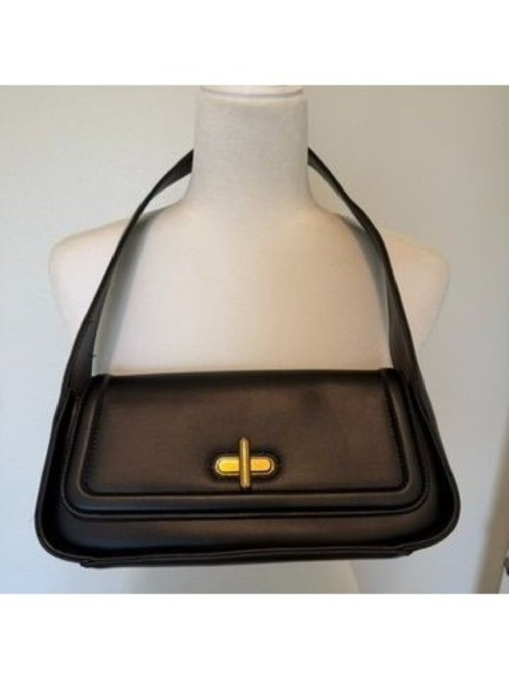 Rachel Zoe Black Turn Lock Baguette Shoulder Bag